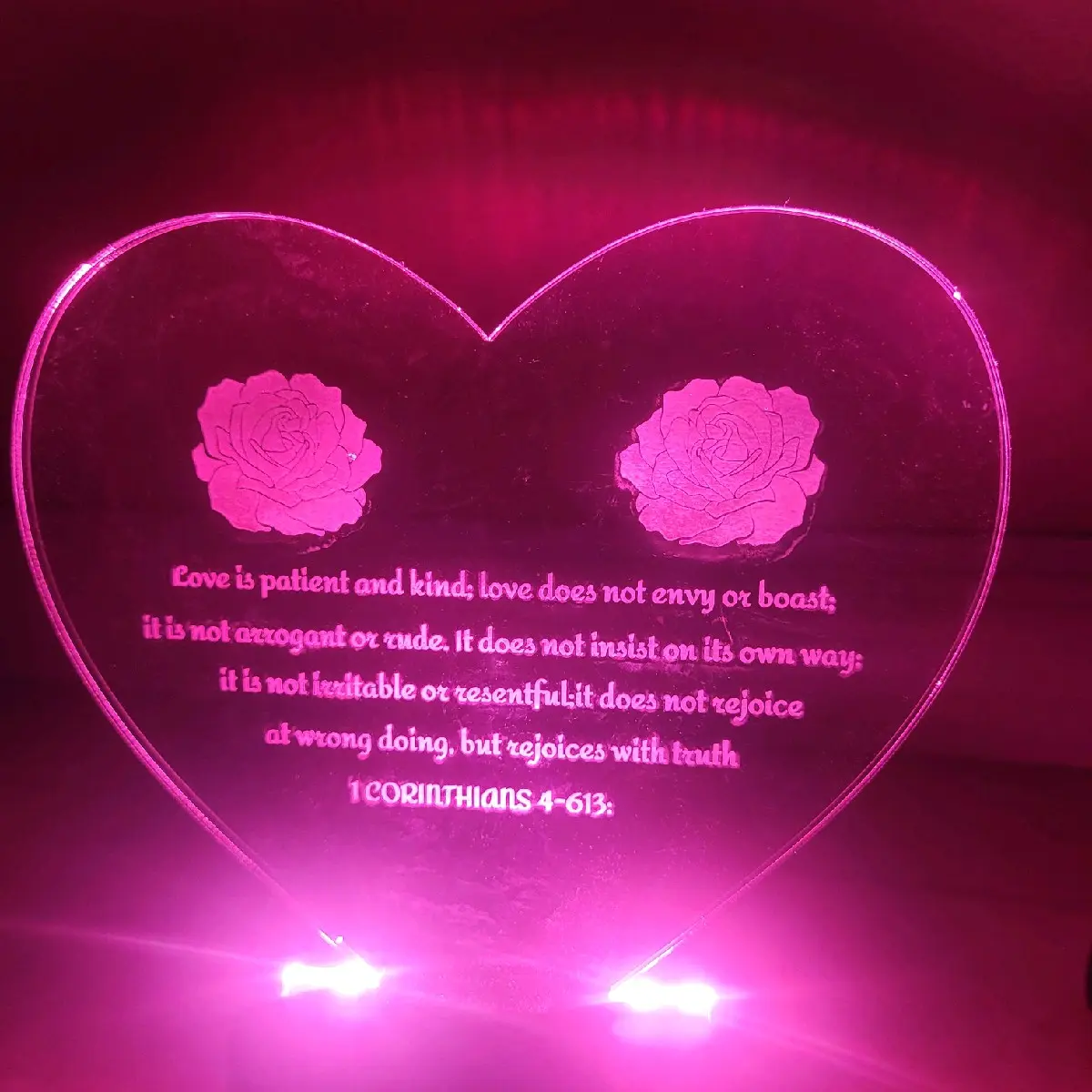 love quotes on a led lamp