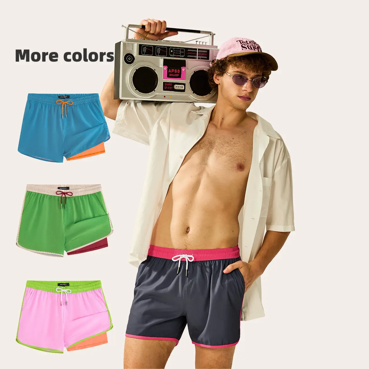 【Flash Sale】Maamgic Swim Shorts 4.5" Inseam, 2-in-1 Stretch, Wrinkle-resistant Polyester, Adjustable Drawstring, 2 Side+1 Back Pocket, Quick-Drying & Draining Mesh Liner, Comfort. For Beach, Pool, Casual Vacation Summer. Summervibes