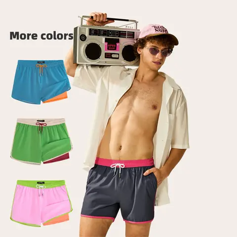 【Flash Sale】Maamgic Swim Shorts 4.5" Inseam, 2-in-1 Stretch, Wrinkle-resistant Polyester, Adjustable Drawstring, 2 Side+1 Back Pocket, Quick-Drying & Draining Mesh Liner, Comfort. For Beach, Pool, Casual Vacation Summer. Summervibes, Polyester Clothing, Q