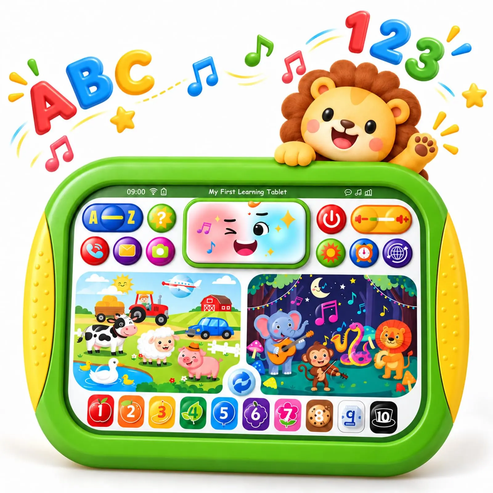 Toddler Learning Tablet Toy for Speech Therapy, Screen-Free Educational Toy, 5 Languages Montessori Sensory Toy with Lights/Musical/ABC Alphabet/Numbers/Animal Sounds for Kids 1-3 Boy Girl Birthday Gift