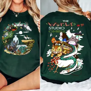 Studio Ghibli Movies Sweatshirt, Howls Moving Castle, Spirited Away, The Boy and the Heron, Hayao Miyazaki, Ghibli Totoro Shirt, Ghibli No Face Shirt, Ghibli Cartoon Shirts, Anime Lover Sweatshirts, Trendy Anime Sweatshirt