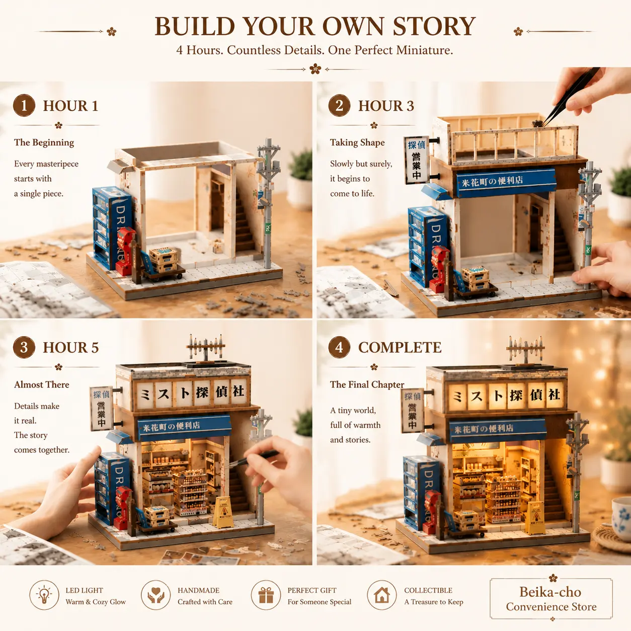 Beika-cho Convenience Store Book Nook, DIY Miniature House Kit, 3D