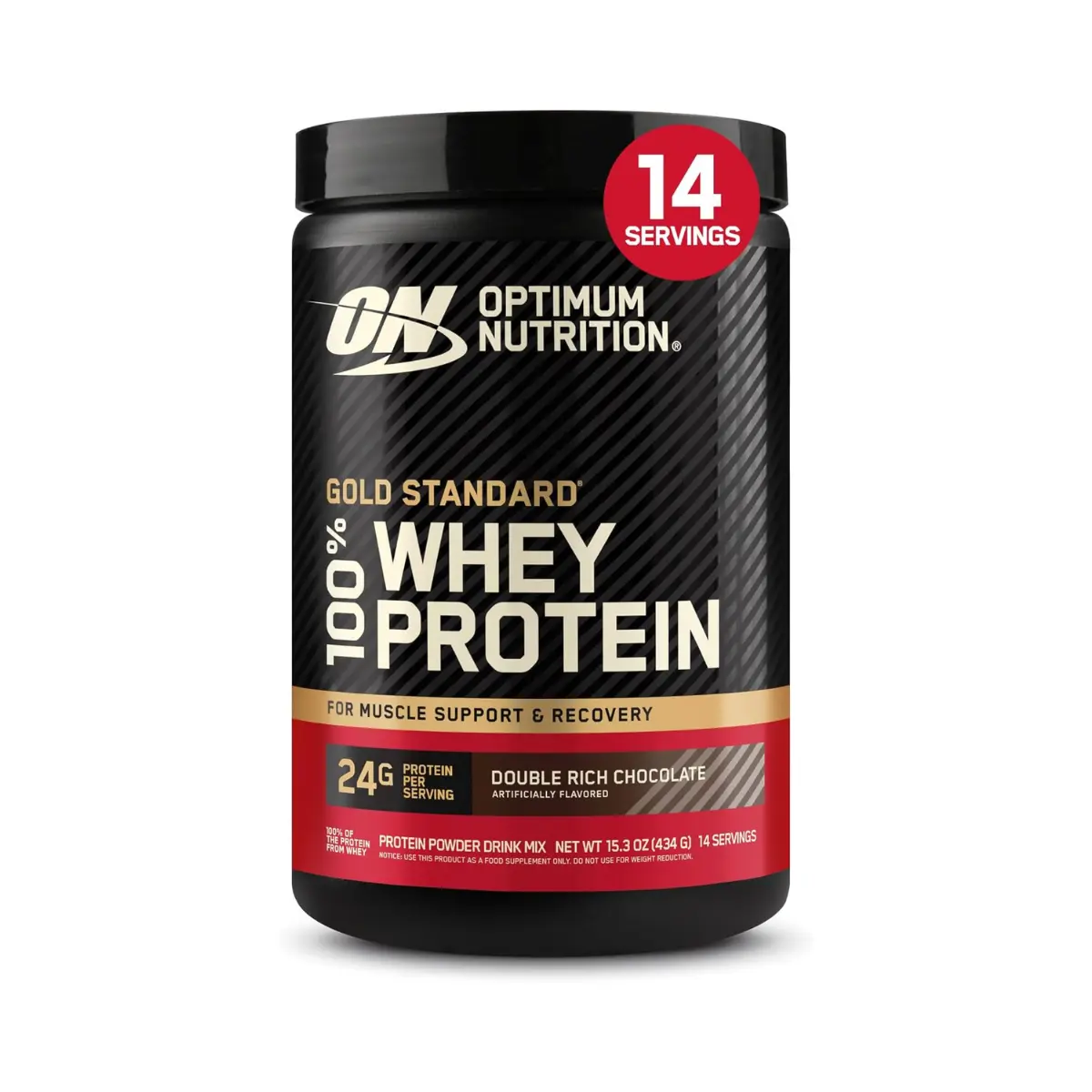 Optimum Nutrition Gold Standard 100% Whey Protein Powder, Double Rich Chocolate, 1 Pound (Pack of 1)