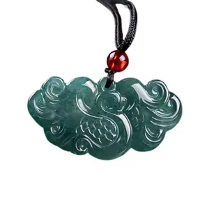 Natural A-grade Jadeite Blue Water Phoenix Pendant Waxy Jadeite Pendant Unisex Jade Pendant Wholesale Jade Pendant Jewelry