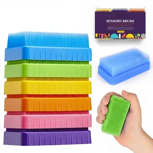 Sensory Brush Therapressure Therapy Brush for Occupational and Sensory Brushing, Stimulating, Calming Tools for Kids and Adults, Soft Flexible Bristles, Latex Free (Colored 6-Pack)