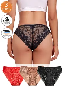 Seamless & High Waisted Women‘s Trim Lace Panty 8 Pack - Breathable and Comfortable, Full Coverage Leak Proof for Period Overnight Protection