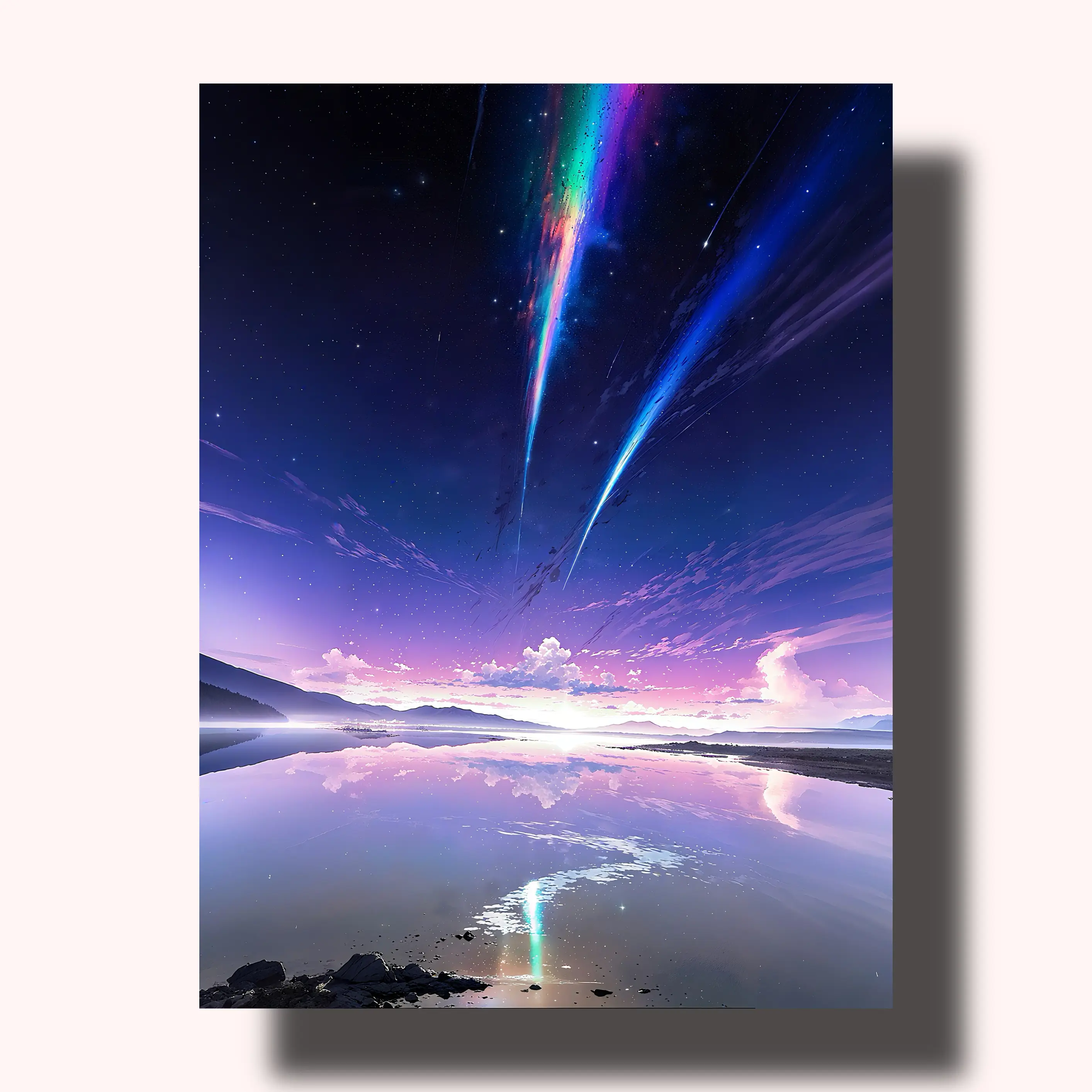DIY Lakeside Rainbow Painting By Numbers Gift Set - Non-Toxic Acrylics, High-Density Cotton Canvas, Fade-Resistant Pigments, Calming Hand-Crafted Art Kit for Beginners, Ideal for Home Decor