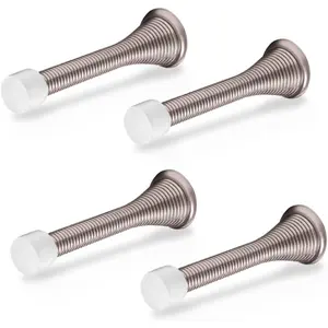 Wall door stoppers, spring door stopper with 3-1/4" rubber tip, pack of 4, ideal for home, offices, schools