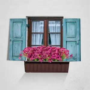 Artificial Flower Window Box, Faux Flower Box, UV-resistant Plastic Flower, Outdoor Artificial Flower, Home Decoration, Garden Decor
