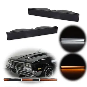 2pcs Smoke Switchback LED DRL Turn Signal lamps Lights For 1982 1983 1984 1985 1986 1987 El Camino Malibu Caballero,Replace OEM L240264-R L240264-L