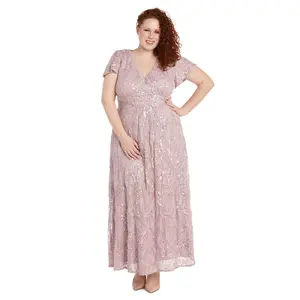 R&M Richards 1041W Long Formal Plus Size Mother of the Bride Dress