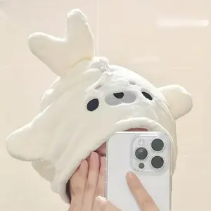 Coral Fleece Seal Dry Hair Cap & Hand Towel Set for Women, Quick Dry, Water Absorbent, Fleece Softness, Cute Cat Face Design, Ideal for Bathroom and Swimming Use