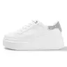 LUCKY STEP Women's PU Leather Platform Flat Sneakers - Classic Below-the-Ankle Closed-Toe Chunky Heel Casual Footwear, Lightweight Breathable Walking Shoes for Casual Walking (Back to School)