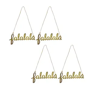 National Tree 9" Set of 4 HGTV Metal Ornament with Gold Finish