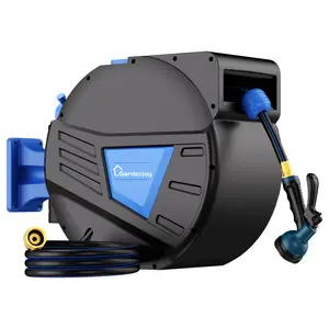 Retractable Garden Hose Reel – Heavy-Duty, Wall-Mounted Water Hose Storage (Blue)