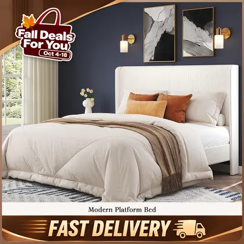 AMERLIFE Full Size Upholstered Fabric Bed Frame (Bed Only) - High Quality Corduroy Headboard, Wooden Slats Support, Silent, No Box Spring, Easy Assembly Required, Modern Bedroom Decor Furniture#TikTokShopFallDealsForYou