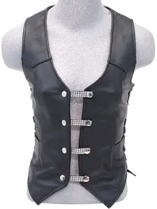 Crystals on Black Leather Vest Extenders (set of 4) 2.5" and 4" Lengths #VC1410