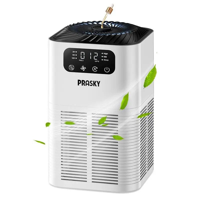 Air Purifiers for Home, Prasky Air Purifier for Home Large Room Up to 1076Ft², H13 True HEPA Air Filter with Fragrance Sponge, 25dB Quiet Air Purifier
