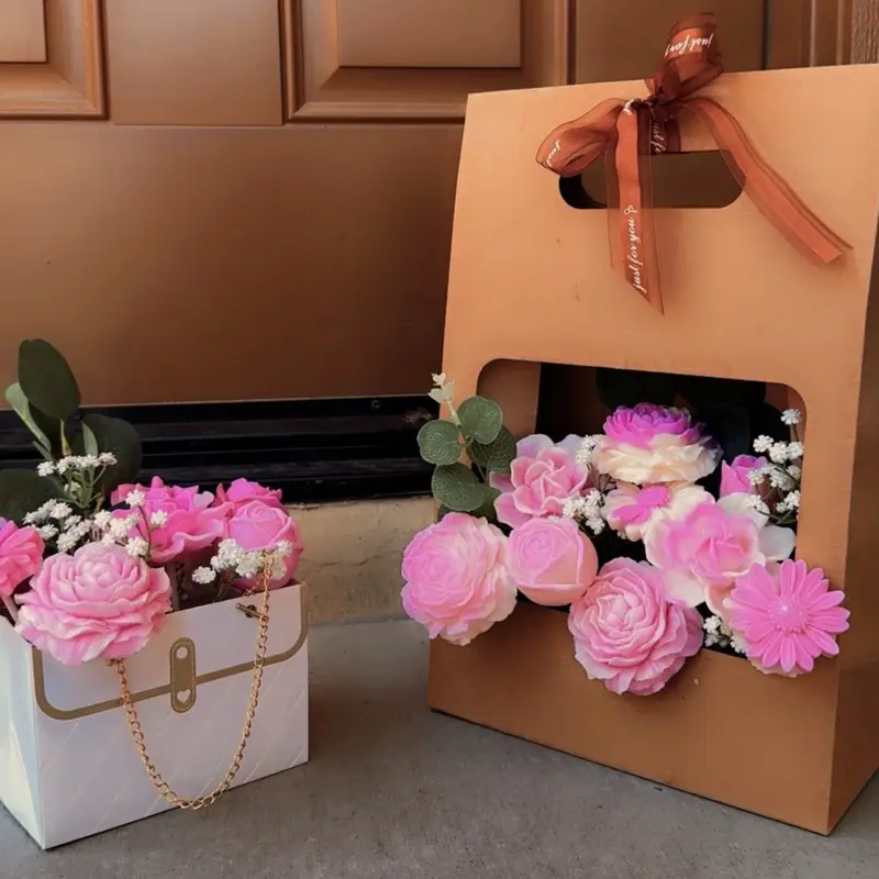 Candle wax flower bouquets