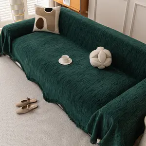 1pc Velvet Stretch Sofa Cover, Anti-Dirty Durable Universal Fit, Multi-Sized Couch Decoration Blanket, Home Decor