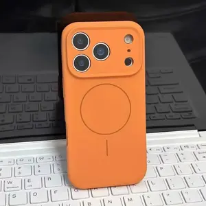 Liquid Silicone For Magsafe Orange Case For iPhone 17 Air 16 E 15 14 13 12 11 Pro Max Plus Magnetic Wireless Charge Soft Cover