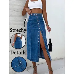 The fashionable half-sleeved design of the women’s denim skirt is perfect for casual wear and fashion, making it an ideal gift for her GARMENTARY