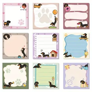 9Pcs Adorable Turkish Dog Sticky Notes | 3x3 Self-Adhesive Pad, 450 Sheets Total, Featuring 9 Unique Cartoon Dog Designs in Pastel Colours with Paw Print Accents - The Perfect Gift for Dog Lovers, Offices, Schools, and Homes