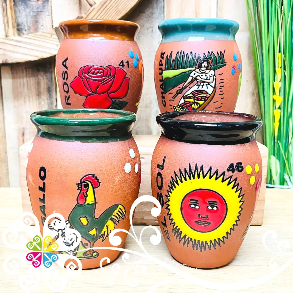 Set of 4 LoteriaMX Cantarito Cup - Set Clay Cantarito