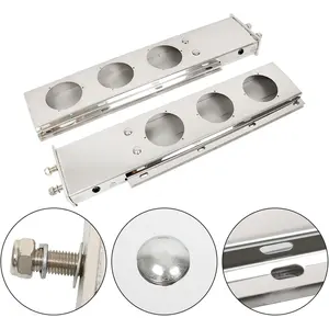 30'' Straight Stainless Steel Mud Flap Hangers 2-1/2'' Bolt Spacing w/ 4'' Light Cutouts for Semi Trucks