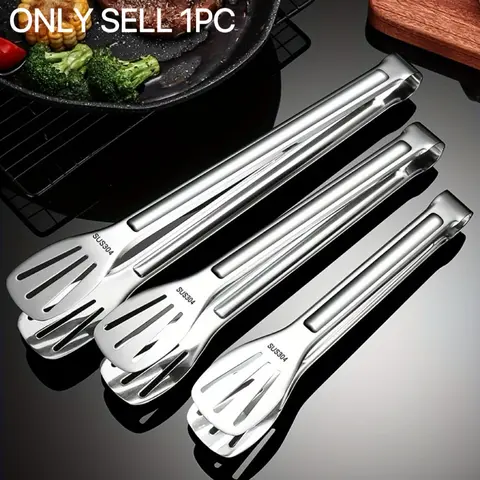 Stainless Steel Barbecue Tongs, 1 Count Large Capacity Multifunctional Food Tongs, Heat Resistant Non-stick Barbecue Utensils Home and Kitchen Kitchen Cooking Accessories for Outdoor Camping Durable Kitchenware Cooking Gadgets