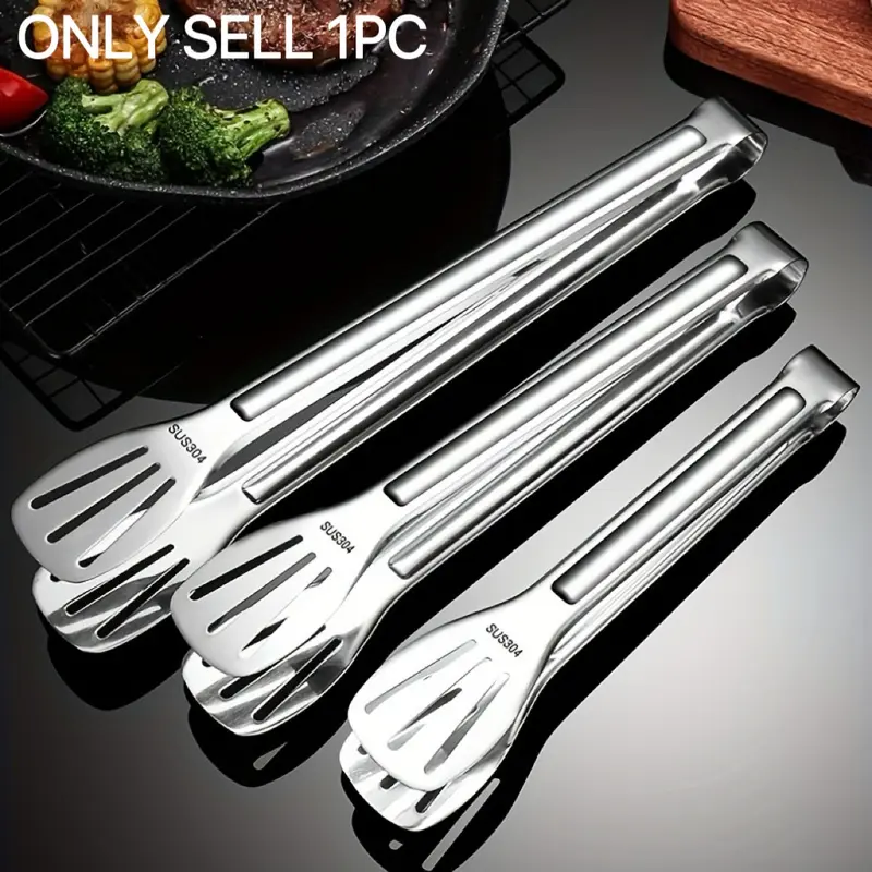Stainless Steel Barbecue Tongs, 1 Count Large Capacity Multifunctional Food Tongs, Heat Resistant Non-stick Barbecue Utensils Home and Kitchen Kitchen Cooking Accessories for Outdoor Camping Durable Kitchenware Cooking Gadgets