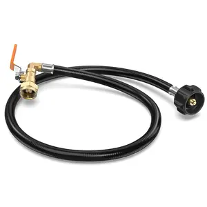 【Crazy Deal】 PatioGem QCC 1lb Gas Hose with Handwheel and Switch Valve | 3ft Hose for BBQs, Outdoor Grills & More