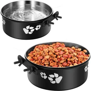 Kennel Water Bowl Hanging,  2 Pack Stainless Steel  and Water Bowl for  Cage, Crate, Kennel Bowls Mountable for Medium and Small Dogs, Cats, Pets (6.2x2.6" & 5.5x2.4")