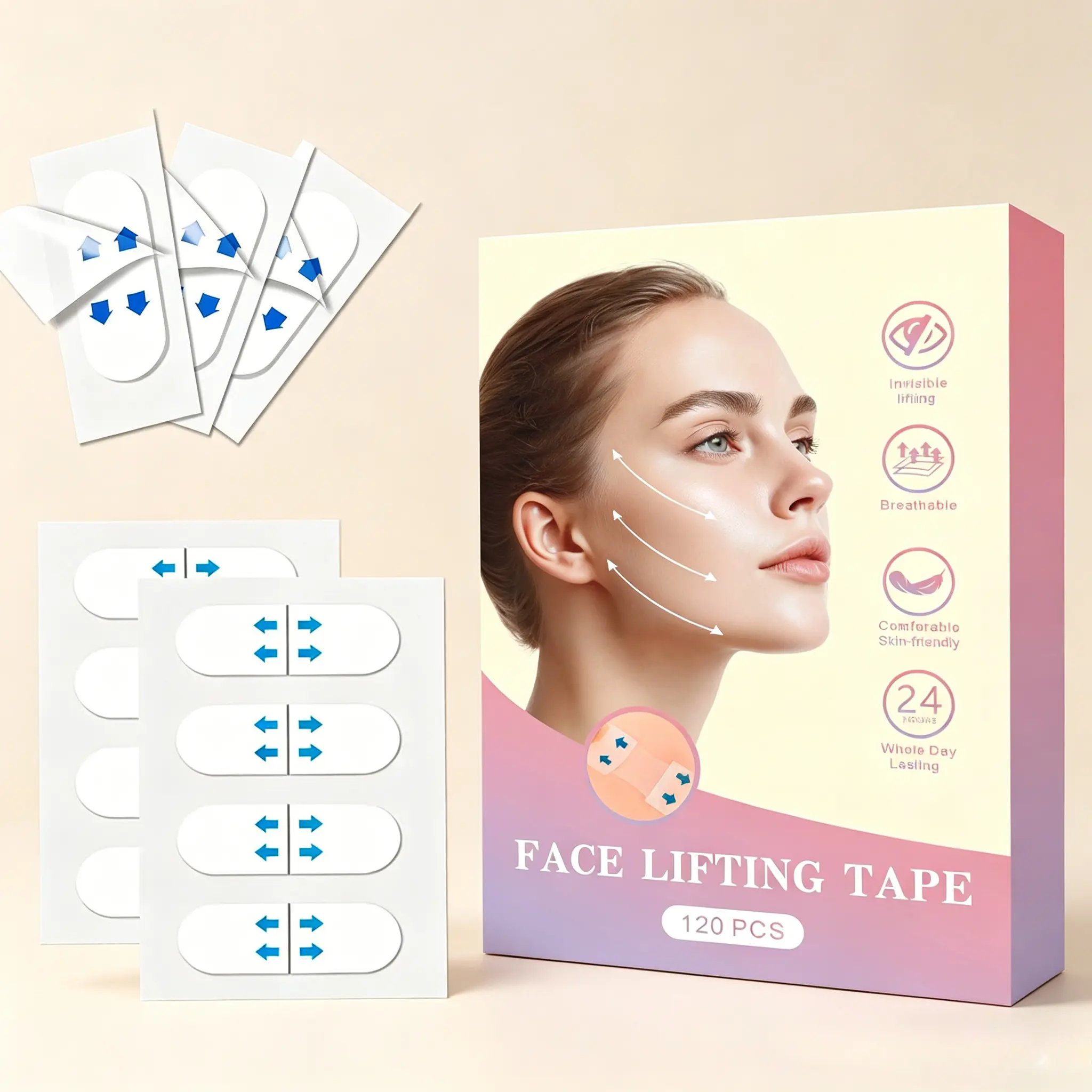 120 PCS Face Lift Tape for Instant Skin Lifting, Invisible Jawline & Face Contouring Stickers, 0.02mm Waterproof Film for Weddings, Face Contouring Tape