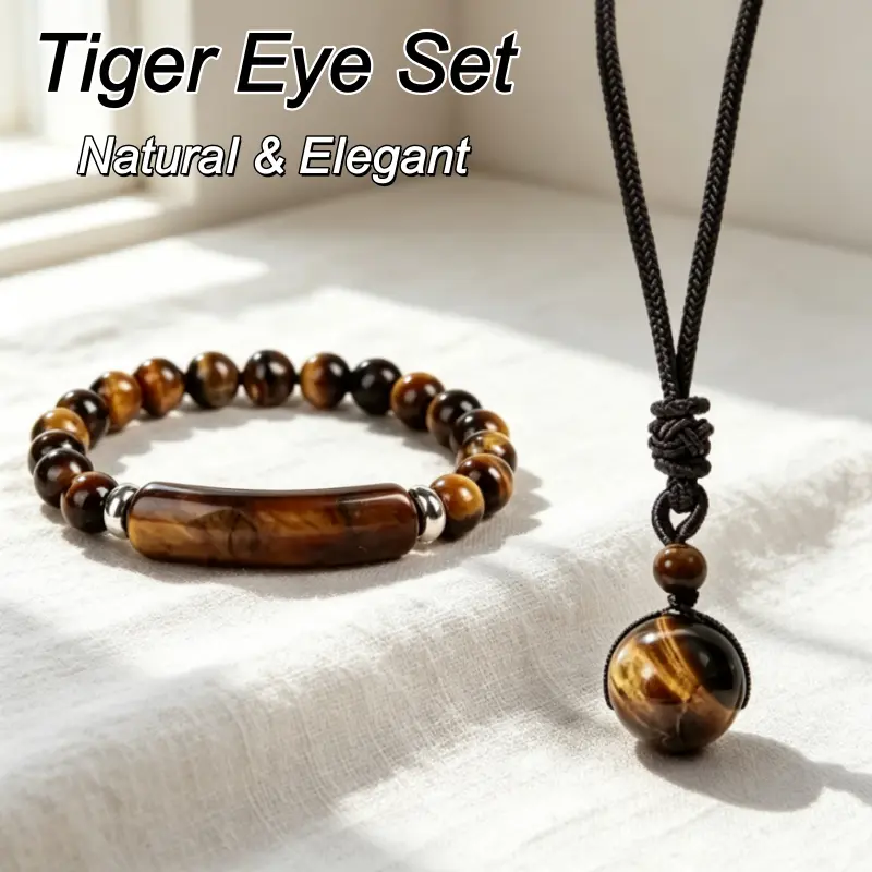 Minimalist Natural Yellow Tiger Eye Stone Beaded Bracelet, Fashion Versatile Bangle Jewelry for Women, Casual Wear Accessory
