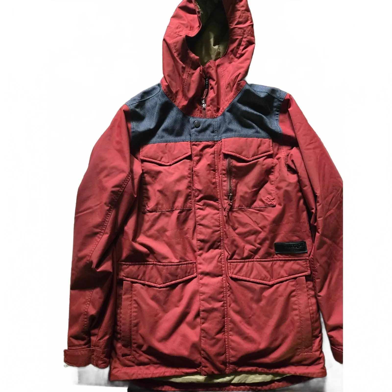 Burton Men's Ski Snowboard Winter Jacket Size Small  Burgundy and Jean color