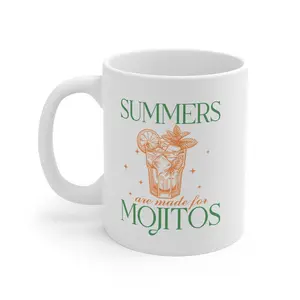 Summer Mojito Mug, Fun Coffee Cup, Gift for Cocktail Lovers, Seasonal Drinkware, Beach Party Essential