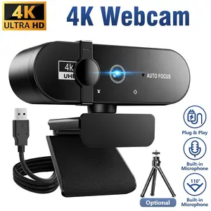 4K Pro USB Computer Webcam Crystal Clear Auto Focus with Privacy Shutter & Noise Reduction Mic, 360° Adjustable Computer Camera for Professionals Creators & Gamers Zoom Meetings Streaming & Work From Home