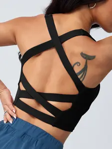 Women's Backless Crossback Yoga Vest Top, Athletic Yoga Tops, Sharkskin Cool Touch Fabric, Perfect for Coachella & Gym Workouts Running Sports, Athletic Training Apparel, Athletic Fashion Activewear, High Performance Activewear