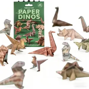 50 Piece 3D Origami Set (25 Sheets 4.72x4.72 Inches & 25 Sheets 3.94x3.94 Inches), Fun Creative Gift, Dinosaur Models, DIY Office Decor, Crafting Kit, DIY Craft Kit