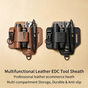 Multitool Leather Belt Holster - EDC Pocket Organizer for Men, Quick Access for Camping & Daily Use