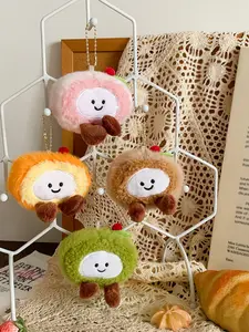 Cute Plush Cake Series Dessert Doll Toy Hanging Decoration, Swiss Roll Figure Birthday Gift Bag Charm, Cuddly Stuffed Animal, Fashionable and Adorable