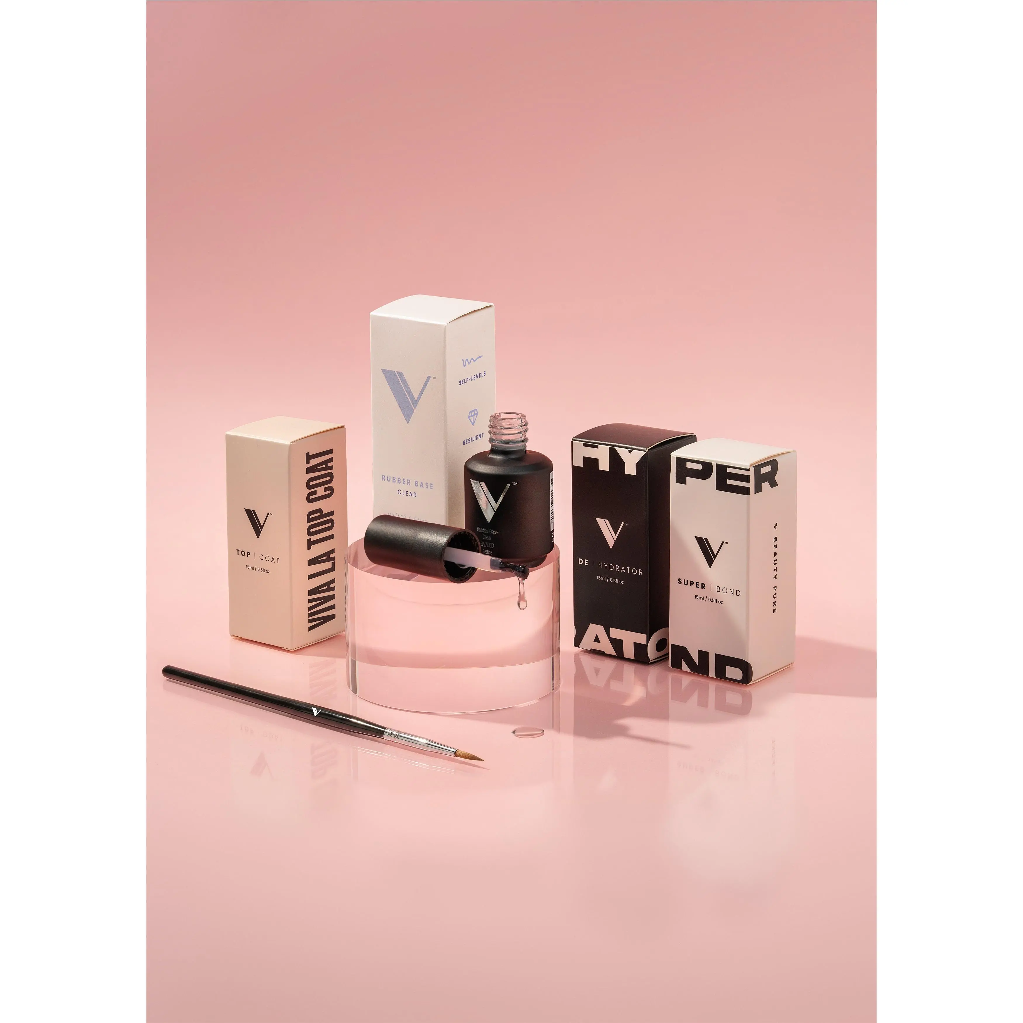 V Beauty Pure Rubber Base Beginner Kit | Soak Off Gel Nail Starter Set Self-Leveling Base Coat