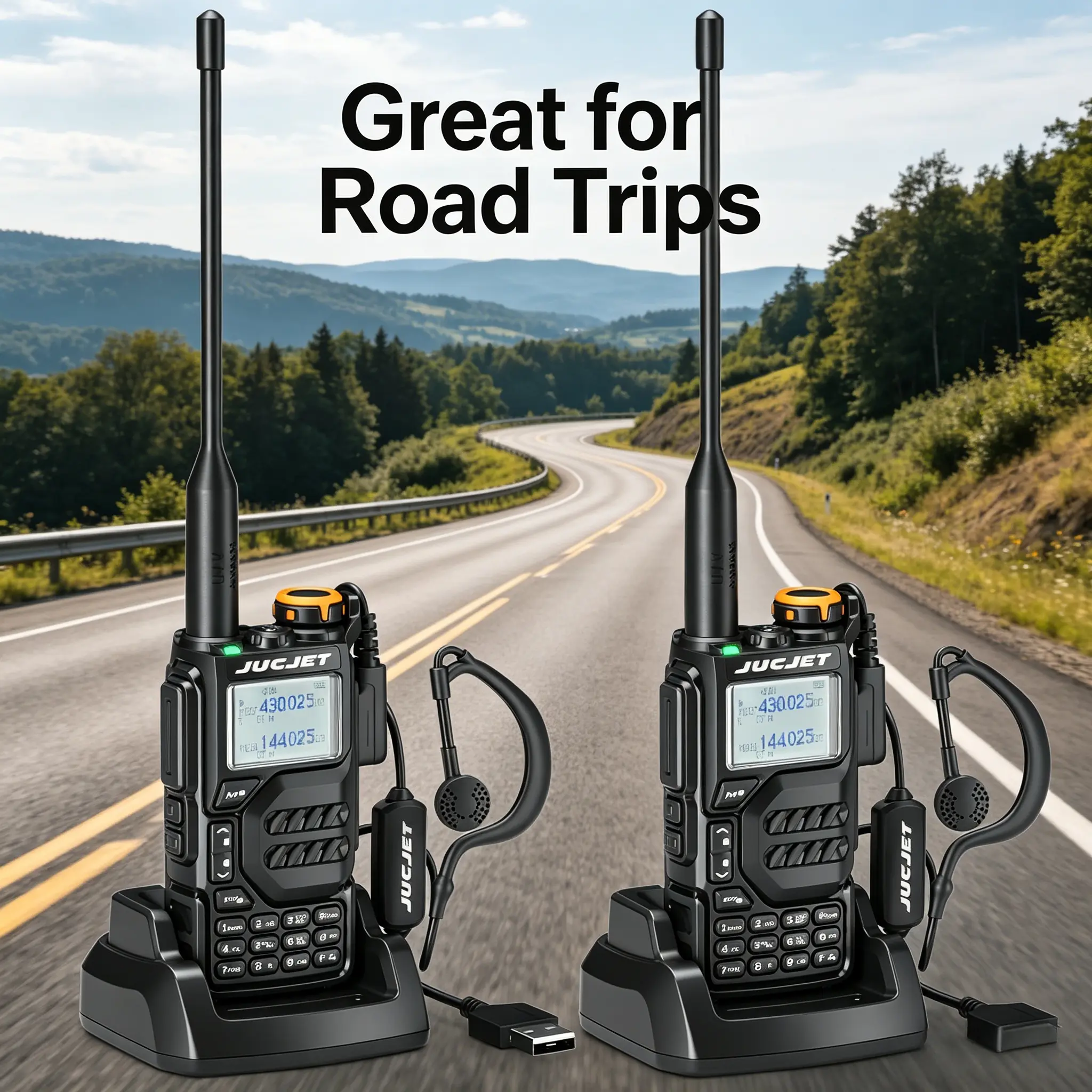 JUCJET UV-K5 Dual Band Walkie Talkie Long Range, Heavy Duty Two Way Radio with Flashlight, Outdoor Camping Essentials & Hiking Gear, Portable 200 Channel Handheld Ham Radio for Family Road Trip Emergency Comms (1 Pack)