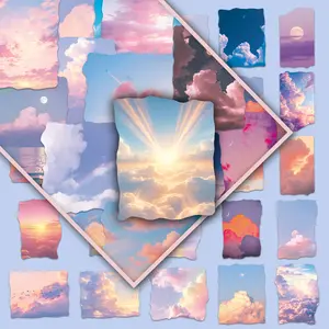 102pcs two sets of repetition Thinkng in the Clouds cartoon stickers storage box photo album scooter decorative stickers