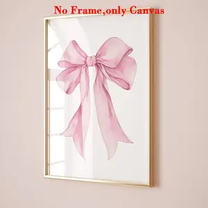 Wall Art, Canvas Wall Art, Artistic Artwork Bow Poster, Art Wall Decoration, Pink Bow Wall Art, Flirty Room Decor, Stylish Apartment Aesthetic Poster for Teenage Girl Room, Bathroom Decor, Living Room Decor, Unframed