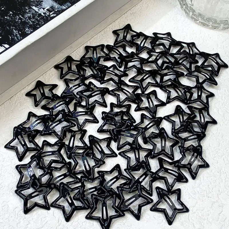 Star Shaped Hollow Out Design Hair Clip, Clips for hair, Cute Casual Hair Accessories for Women & Girls, Simple Style Plain Color Seamless Bangs Clip for Party, Daily Clothing Decor, Hair Clip Set