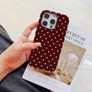 Wine red white polka dots Phone Case Suitable For iPhone 17 16 16E 15 14 13 12 11 Pro Max Air X XR XSMAX 8 7 Plus Anti-Shock Hard PC Double-layer Back Cover