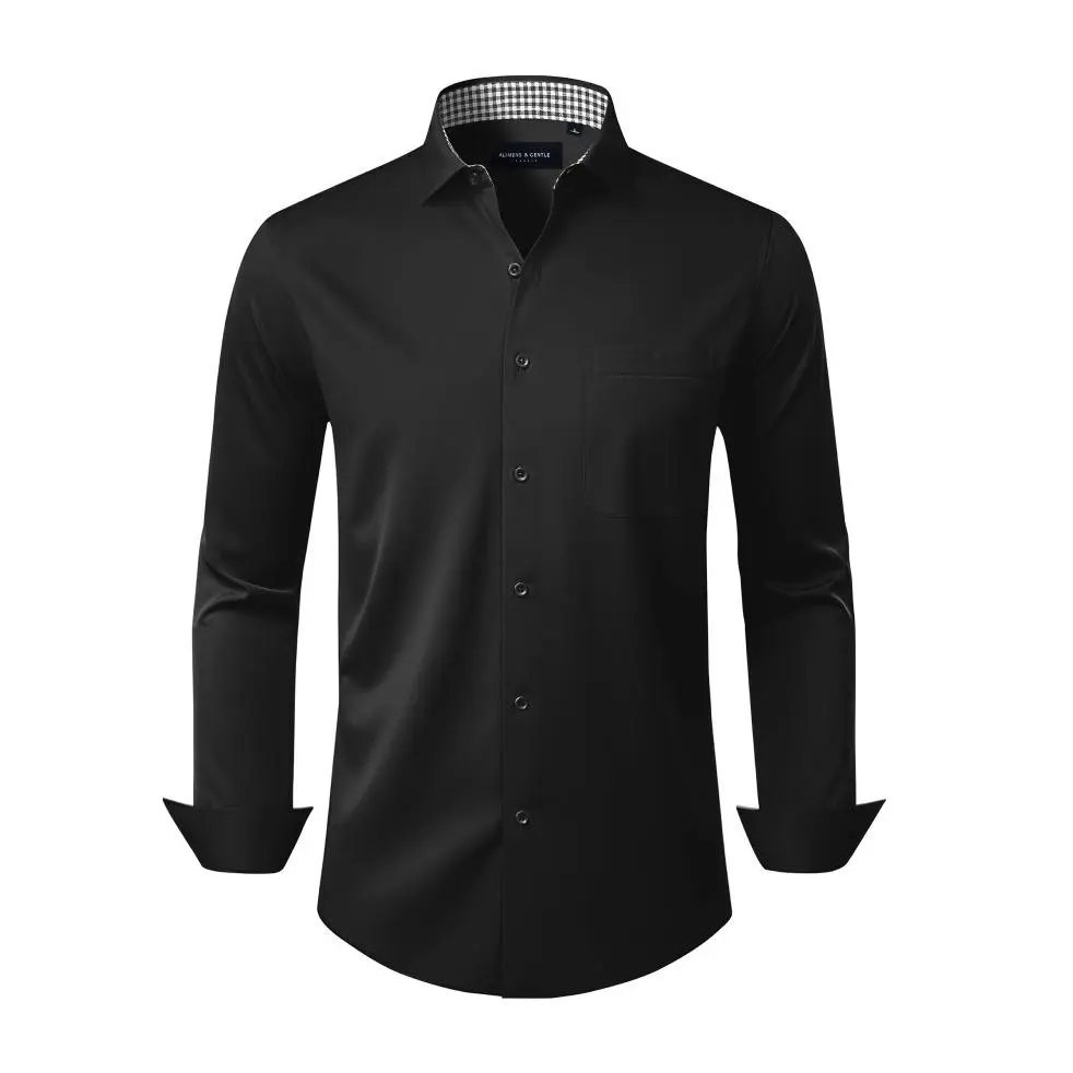 AMZPURE Men's Checkered Inner Collar Business Casual Long Sleeve Shirt, Comfortable Lightweight Material, Multiple Classic Colors for Daily Office Wear tiktokshopspringglowup Summervibes AMZPURE Men's Checkered Inner Collar Business Casual Long Sleeve Shirt, Comfortable Lightweight Material, Multiple Classic Colors for Daily Office Wear tiktokshopspringglowup Summervibes