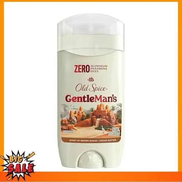 Old Spice GentleMan's Aluminum Free Dry Feel Deodorant for Men, 24/7 Lasting Freshness, Gentle on Skin with Skin Conditioners, Brown Sugar + Cocoa Butter Scent, 3.0 oz